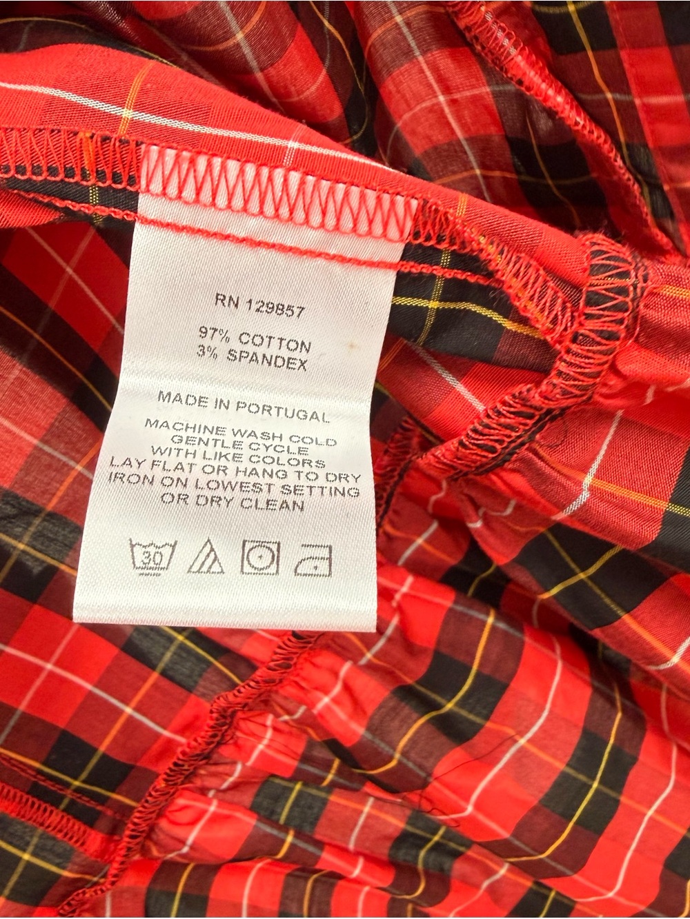 The Shirt by Rochelle Behrens Red and Black Plaid Ruffle Button Top - Picture 5 of 5